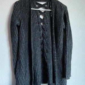 thick grey and lack cardigan